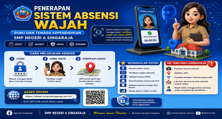 Transformasi Digital untuk Menguatkan Integritas: SMP Negeri 6 Singaraja Terapkan Sistem Absensi Wajah